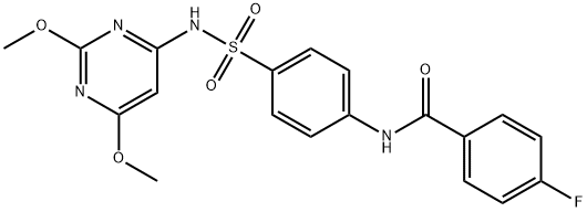 N-(4-{[(2,6-dimethoxy-4-pyrimidinyl)amino]sulfonyl}phenyl)-4-fluorobenzamide 结构式