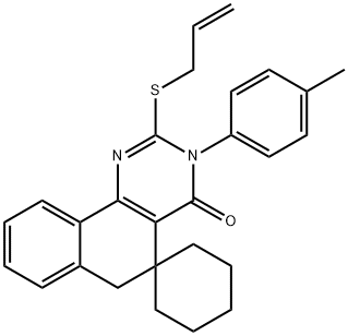 2-(allylsulfanyl)-3-(4-methylphenyl)-5,6-dihydro-4(3H)-oxospiro(benzo[h]quinazoline-5,1'-cyclohexane) 结构式