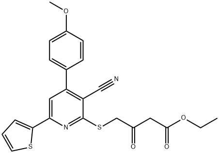 ethyl 4-{[3-cyano-4-(4-methoxyphenyl)-6-(2-thienyl)-2-pyridinyl]sulfanyl}-3-oxobutanoate 结构式