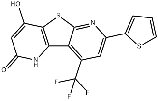 7-(2-thienyl)-9-(trifluoromethyl)pyrido[2',3':4,5]thieno[2,3-b]pyridine-2,4-diol 结构式