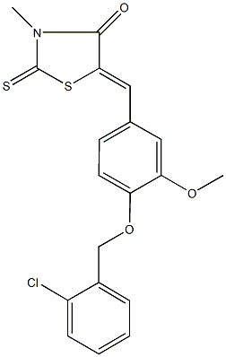 5-{4-[(2-chlorobenzyl)oxy]-3-methoxybenzylidene}-3-methyl-2-thioxo-1,3-thiazolidin-4-one 结构式