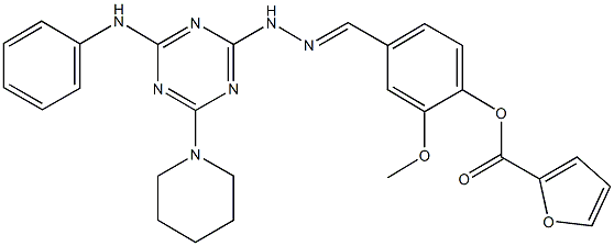 4-{2-[4-anilino-6-(1-piperidinyl)-1,3,5-triazin-2-yl]carbohydrazonoyl}-2-methoxyphenyl 2-furoate 结构式