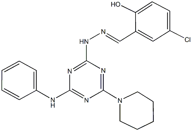 5-chloro-2-hydroxybenzaldehyde [4-anilino-6-(1-piperidinyl)-1,3,5-triazin-2-yl]hydrazone 结构式