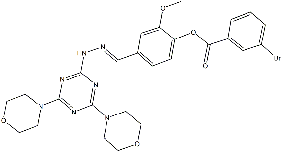 4-{2-[4,6-di(4-morpholinyl)-1,3,5-triazin-2-yl]carbohydrazonoyl}-2-methoxyphenyl 3-bromobenzoate 结构式