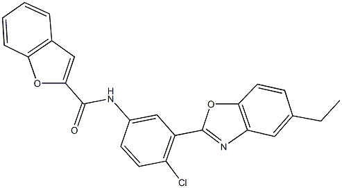 N-[4-chloro-3-(5-ethyl-1,3-benzoxazol-2-yl)phenyl]-1-benzofuran-2-carboxamide 结构式