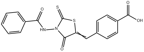 4-{[3-(benzoylamino)-4-oxo-2-thioxo-1,3-thiazolidin-5-ylidene]methyl}benzoic acid 结构式