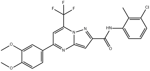 N-(3-chloro-2-methylphenyl)-5-(3,4-dimethoxyphenyl)-7-(trifluoromethyl)pyrazolo[1,5-a]pyrimidine-2-carboxamide 结构式