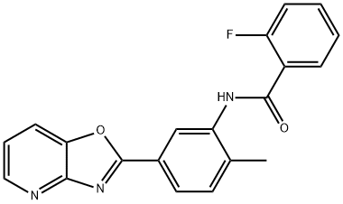 2-fluoro-N-(2-methyl-5-[1,3]oxazolo[4,5-b]pyridin-2-ylphenyl)benzamide 结构式