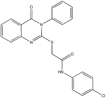 N-(4-chlorophenyl)-2-[(4-oxo-3-phenyl-3,4-dihydro-2-quinazolinyl)sulfanyl]acetamide 结构式