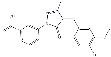 3-[4-(3,4-dimethoxybenzylidene)-3-methyl-5-oxo-4,5-dihydro-1H-pyrazol-1-yl]benzoic acid 结构式