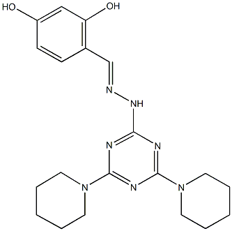 2,4-dihydroxybenzaldehyde [4,6-di(1-piperidinyl)-1,3,5-triazin-2-yl]hydrazone 结构式