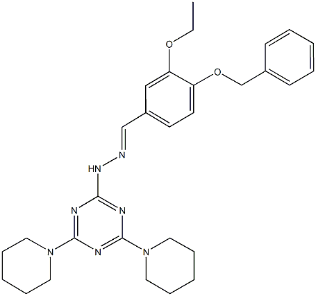 4-(benzyloxy)-3-ethoxybenzaldehyde [4,6-di(1-piperidinyl)-1,3,5-triazin-2-yl]hydrazone 结构式