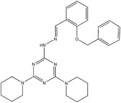 2-(benzyloxy)benzaldehyde [4,6-di(1-piperidinyl)-1,3,5-triazin-2-yl]hydrazone 结构式
