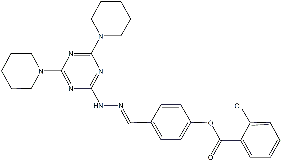 4-{2-[4,6-di(1-piperidinyl)-1,3,5-triazin-2-yl]carbohydrazonoyl}phenyl 2-chlorobenzoate 结构式