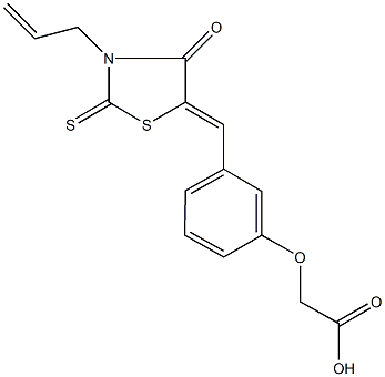 {3-[(3-allyl-4-oxo-2-thioxo-1,3-thiazolidin-5-ylidene)methyl]phenoxy}acetic acid 结构式
