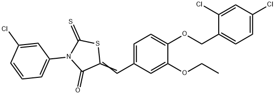 3-(3-chlorophenyl)-5-{4-[(2,4-dichlorobenzyl)oxy]-3-ethoxybenzylidene}-2-thioxo-1,3-thiazolidin-4-one 结构式