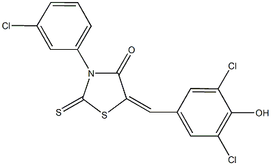 3-(3-chlorophenyl)-5-(3,5-dichloro-4-hydroxybenzylidene)-2-thioxo-1,3-thiazolidin-4-one 结构式