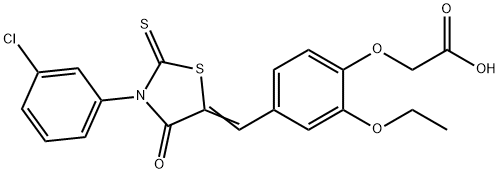 (4-{[3-(3-chlorophenyl)-4-oxo-2-thioxo-1,3-thiazolidin-5-ylidene]methyl}-2-ethoxyphenoxy)acetic acid 结构式
