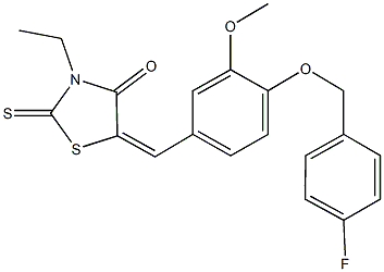 3-ethyl-5-{4-[(4-fluorobenzyl)oxy]-3-methoxybenzylidene}-2-thioxo-1,3-thiazolidin-4-one 结构式