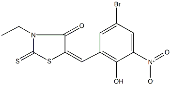 5-{5-bromo-2-hydroxy-3-nitrobenzylidene}-3-ethyl-2-thioxo-1,3-thiazolidin-4-one 结构式