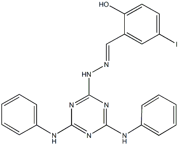 2-hydroxy-5-iodobenzaldehyde (4,6-dianilino-1,3,5-triazin-2-yl)hydrazone 结构式