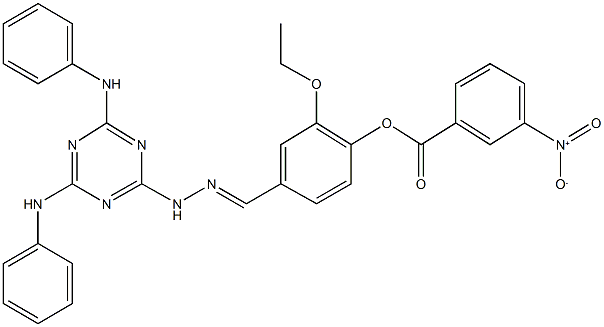 4-[2-(4,6-dianilino-1,3,5-triazin-2-yl)carbohydrazonoyl]-2-ethoxyphenyl 3-nitrobenzoate 结构式