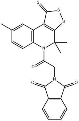 2-[2-oxo-2-(4,4,8-trimethyl-1-thioxo-1,4-dihydro-5H-[1,2]dithiolo[3,4-c]quinolin-5-yl)ethyl]-1H-isoindole-1,3(2H)-dione 结构式