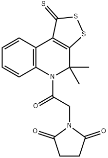 1-[2-(4,4-dimethyl-1-thioxo-1,4-dihydro-5H-[1,2]dithiolo[3,4-c]quinolin-5-yl)-2-oxoethyl]-2,5-pyrrolidinedione 结构式
