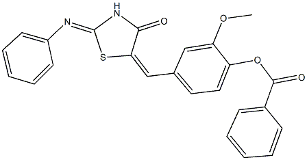 2-methoxy-4-{[4-oxo-2-(phenylimino)-1,3-thiazolidin-5-ylidene]methyl}phenyl benzoate 结构式