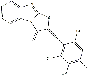 2-(2,4,6-trichloro-3-hydroxybenzylidene)[1,3]thiazolo[3,2-a]benzimidazol-3(2H)-one 结构式