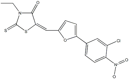 5-[(5-{3-chloro-4-nitrophenyl}-2-furyl)methylene]-3-ethyl-2-thioxo-1,3-thiazolidin-4-one 结构式