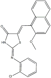 2-[(2-chlorophenyl)imino]-5-[(2-methoxy-1-naphthyl)methylene]-1,3-thiazolidin-4-one 结构式