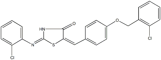 5-{4-[(2-chlorobenzyl)oxy]benzylidene}-2-[(2-chlorophenyl)imino]-1,3-thiazolidin-4-one 结构式