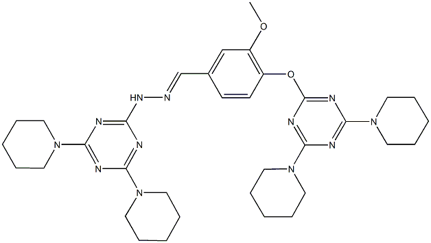 4-{[4,6-di(1-piperidinyl)-1,3,5-triazin-2-yl]oxy}-3-methoxybenzaldehyde [4,6-di(1-piperidinyl)-1,3,5-triazin-2-yl]hydrazone 结构式