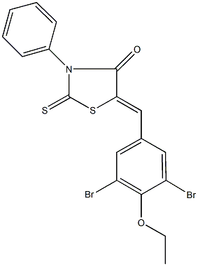 5-(3,5-dibromo-4-ethoxybenzylidene)-3-phenyl-2-thioxo-1,3-thiazolidin-4-one 结构式