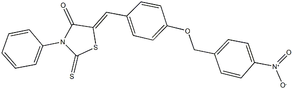 5-[4-({4-nitrobenzyl}oxy)benzylidene]-3-phenyl-2-thioxo-1,3-thiazolidin-4-one 结构式
