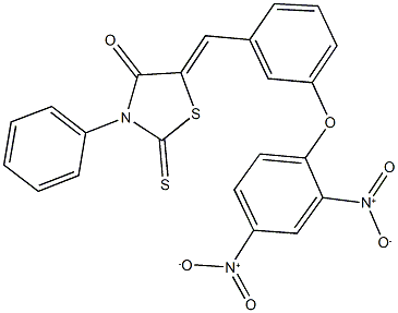 5-(3-{2,4-dinitrophenoxy}benzylidene)-3-phenyl-2-thioxo-1,3-thiazolidin-4-one 结构式