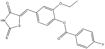 2-ethoxy-4-[(4-oxo-2-thioxo-1,3-thiazolidin-5-ylidene)methyl]phenyl 4-fluorobenzoate 结构式