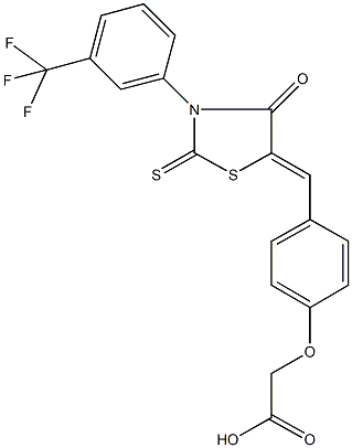 [4-({4-oxo-2-thioxo-3-[3-(trifluoromethyl)phenyl]-1,3-thiazolidin-5-ylidene}methyl)phenoxy]acetic acid 结构式