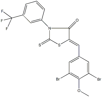 5-(3,5-dibromo-4-methoxybenzylidene)-2-thioxo-3-[3-(trifluoromethyl)phenyl]-1,3-thiazolidin-4-one 结构式