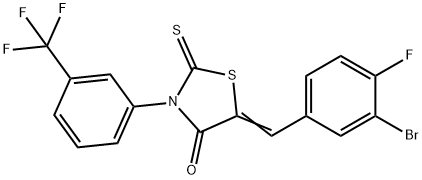 5-(3-bromo-4-fluorobenzylidene)-2-thioxo-3-[3-(trifluoromethyl)phenyl]-1,3-thiazolidin-4-one 结构式