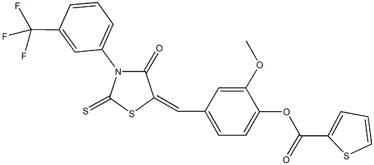 2-methoxy-4-({4-oxo-2-thioxo-3-[3-(trifluoromethyl)phenyl]-1,3-thiazolidin-5-ylidene}methyl)phenyl 2-thiophenecarboxylate 结构式