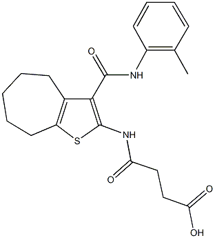 4-oxo-4-{[3-(2-toluidinocarbonyl)-5,6,7,8-tetrahydro-4H-cyclohepta[b]thien-2-yl]amino}butanoic acid 结构式