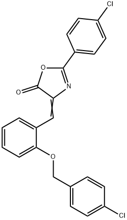 4-{2-[(4-chlorobenzyl)oxy]benzylidene}-2-(4-chlorophenyl)-1,3-oxazol-5(4H)-one 结构式