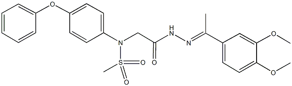 N-(2-{2-[1-(3,4-dimethoxyphenyl)ethylidene]hydrazino}-2-oxoethyl)-N-(4-phenoxyphenyl)methanesulfonamide 结构式