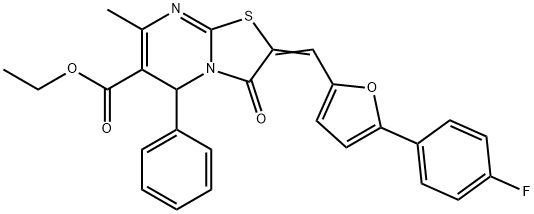 ethyl 2-{[5-(4-fluorophenyl)-2-furyl]methylene}-7-methyl-3-oxo-5-phenyl-2,3-dihydro-5H-[1,3]thiazolo[3,2-a]pyrimidine-6-carboxylate 结构式