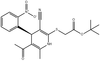 tert-butyl [(5-acetyl-3-cyano-4-{2-nitrophenyl}-6-methyl-1,4-dihydro-2-pyridinyl)sulfanyl]acetate 结构式