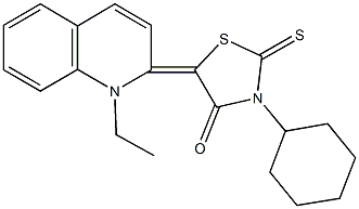 3-cyclohexyl-5-(1-ethyl-2(1H)-quinolinylidene)-2-thioxo-1,3-thiazolidin-4-one 结构式