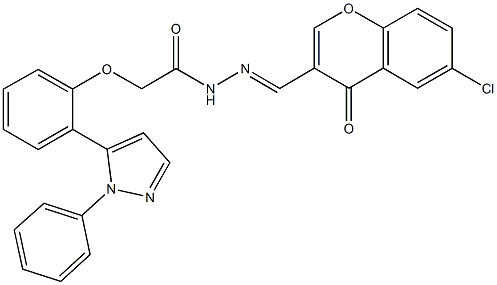 N'-[(6-chloro-4-oxo-4H-chromen-3-yl)methylene]-2-[2-(1-phenyl-1H-pyrazol-5-yl)phenoxy]acetohydrazide 结构式