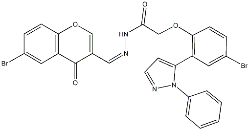 N'-[(6-bromo-4-oxo-4H-chromen-3-yl)methylene]-2-[4-bromo-2-(1-phenyl-1H-pyrazol-5-yl)phenoxy]acetohydrazide 结构式